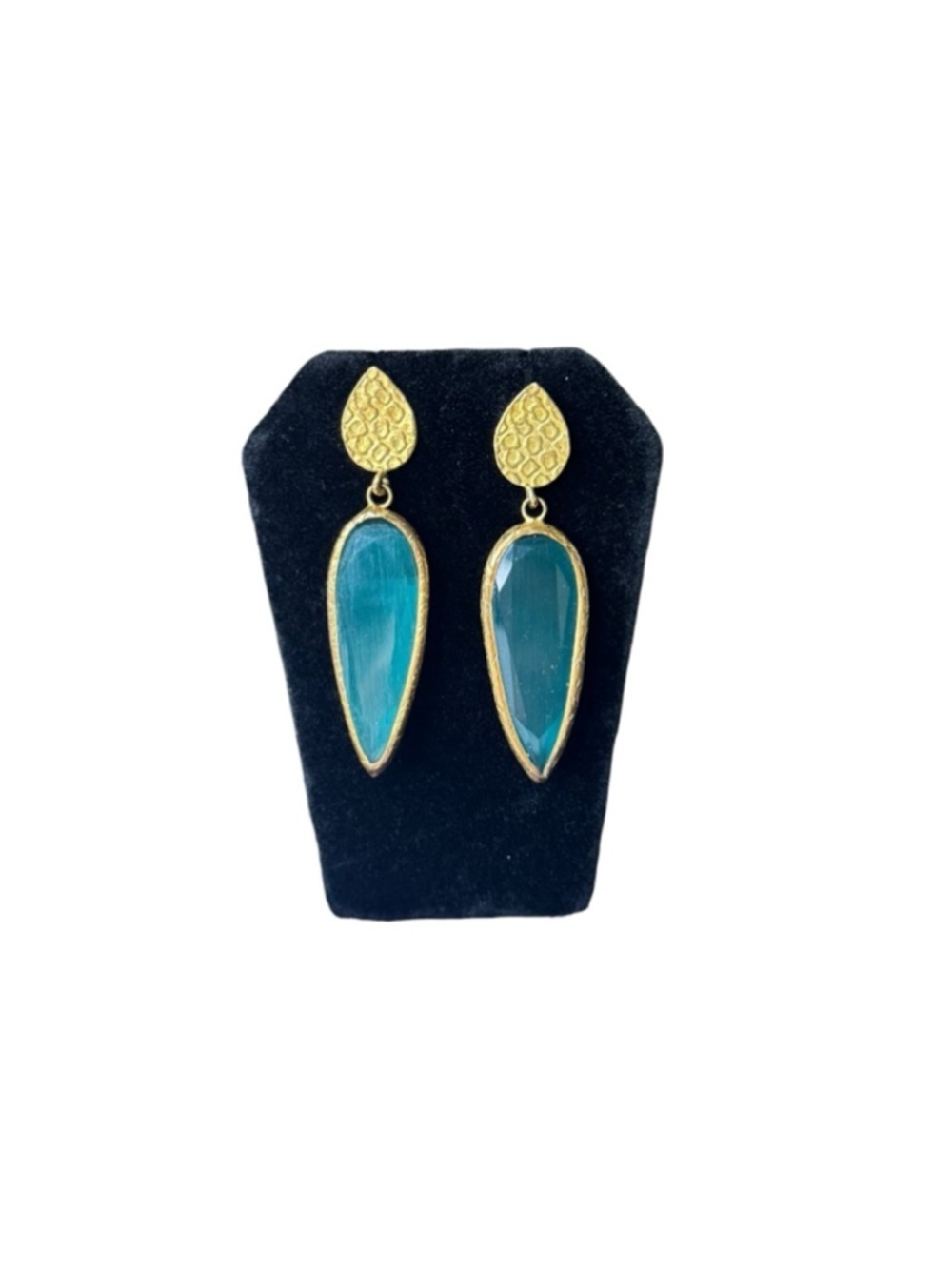 Women's Unbranded Teal Gold Teardrop Dangle Earrings One Size